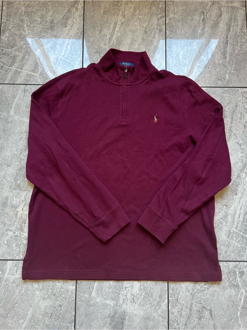 Polo Ralph Lauren Men's XL Estate Rib 1/4Zip Pullover Sweater Embroidered Maroon